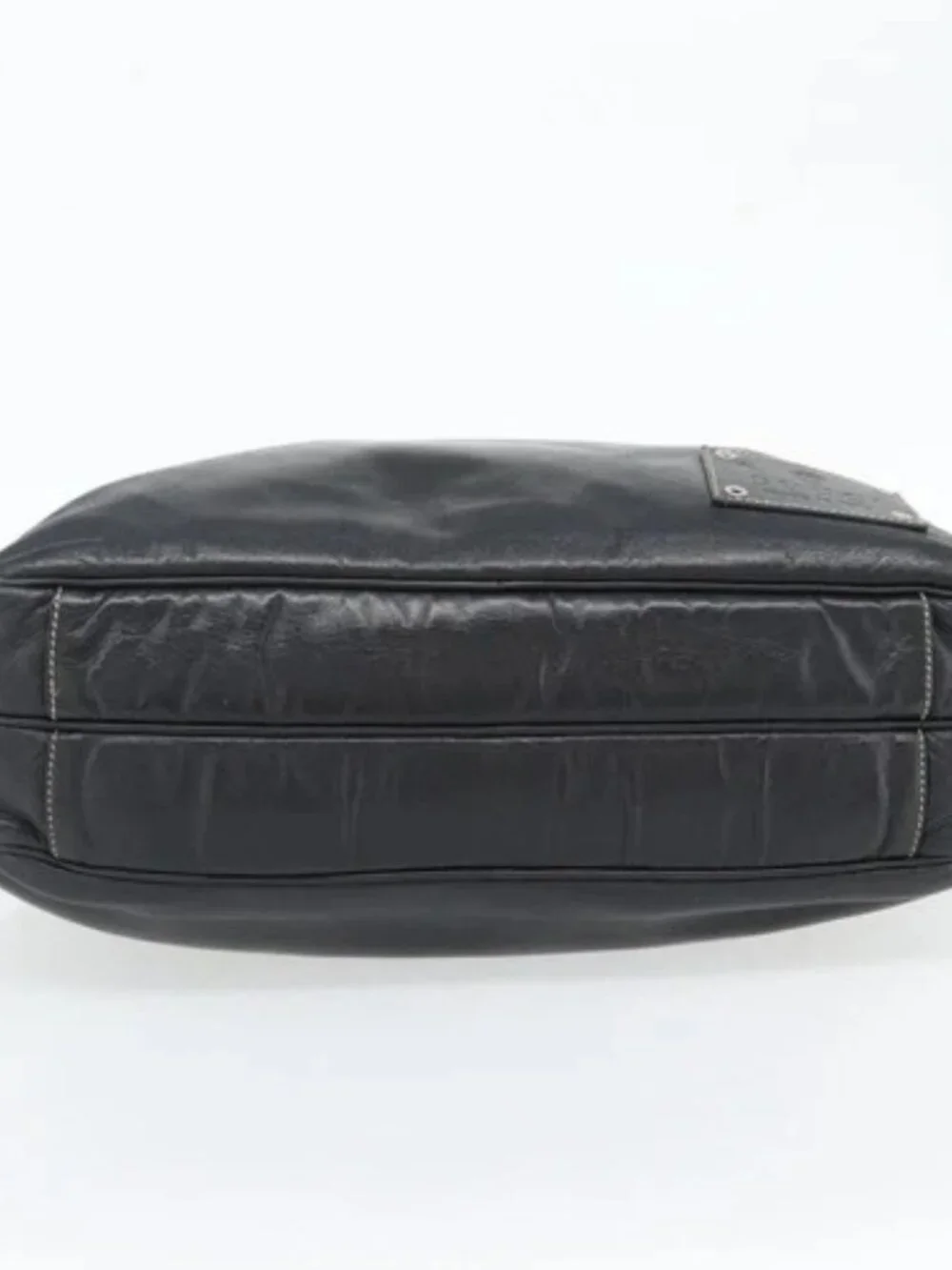 GUCCI Shoulder Bag Leather 2way Black Silver Auth ka4484
